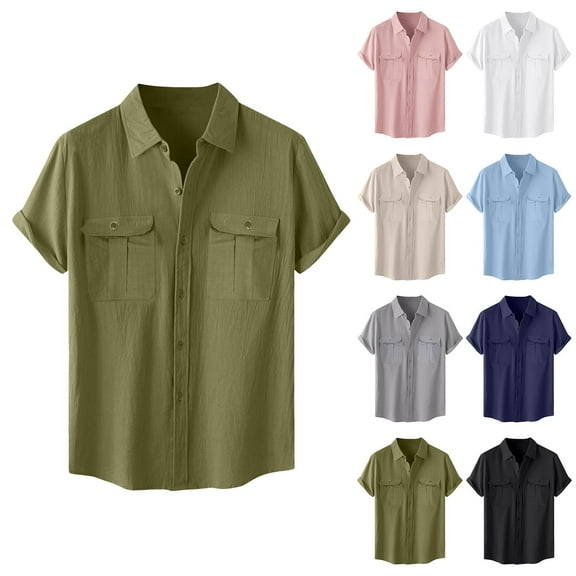 Sopiago Men Button Down Shirt Short Sleeve Hawaiian Bowling Shirts for Men Casual Tropical Print Beach Summer Holiday Gifts T Shirts with Pocket AG,M