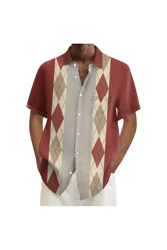 Men Button Down Shirt Short Sleeve Dress Shirts Performance Stretch Free Formal Shirts Collar Regular Fit Solid Color Blouses Casual Stylish Shirts for Men Red,S