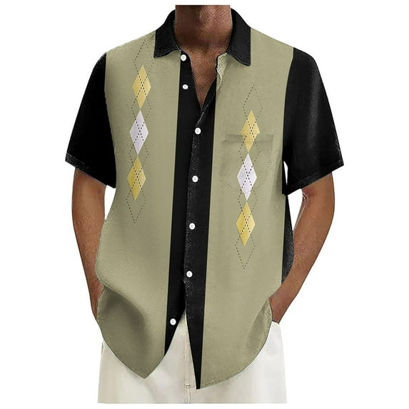 Sopiago Men Button Down Shirt Short Sleeve Summer Beach Shirts with Pockets Big & Tall Cotton Linen Shirt Casual Lapel Collar Shirt Tops Vacation Clothing Beige,XL