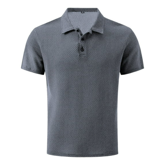 Sopiago Men Golf Shirts Short Sleeve Casual Striped Stylish Performance Designed Collared Golf Polo Shirts for Men Grey,M