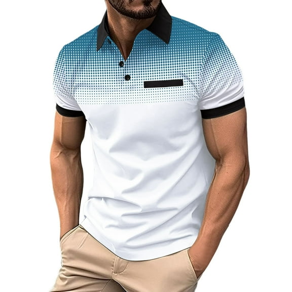 Sopiago Men Polo Shirts Muscle V Neck Polo Shirts Slim Fit Short Long Sleeve Cotton Golf T-Shirts Ribbed Knit Soft Tees White,M