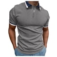 thumbnail image 1 of Sopiago Men Shirts Polo Vintage Striped Button Down Knitted Golf Shirts Dark Gray,M, 1 of 5