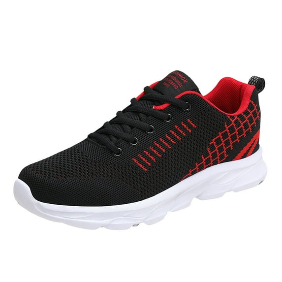 Sopiago Men Walking & Running Sneakers Athletic Shoes Breathable Knit Casual Trainers Lightweight Sneakers for Men Red,10.5