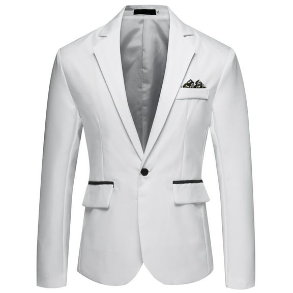 Sopiago Men's Casual Suit Jacket Slim Fit One Button Notched Lapel Business Daily Lightweight Blazer Jacket White,4XL