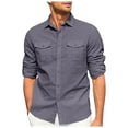 thumbnail image 1 of Sopiago Men's Linen Shirts Big and Tall Cotton Linen Shirts Casual Mens Long Sleeve Button Down Shirts Solid Color Long Sleeve Work Tops 2025 Fall Blouses Dark Gray,XXL, 1 of 6