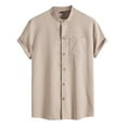 thumbnail image 1 of Sopiago Men's Linen Shirts Casual Button Down Shirt Men Short Sleeve Summer Beach Shirt Hawaiian Vacation Shirts Beige,L, 1 of 6