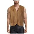 thumbnail image 1 of Sopiago Men's Open Front Sleeveless Fringe Hem Party Club Jacket Vest Outerwear Prom Fringe Vest Men Gold,M, 1 of 7