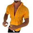 thumbnail image 1 of Sopiago Men's Short Sleeve Hoodie Cotton Hooded T Shirts Big and Tall Mens T Shirts Lightweight Sweatshirt Hoodies Pullover Yellow,XL, 1 of 7