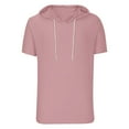 thumbnail image 1 of Sopiago Men's Short Sleeve Hoodie Workout Gym Sweatshirt Muscle Fit Fashion Athletic Hoodies Pullover Cotton Hooded Mens Big and Tall T Shirts Pink,XL, 1 of 6