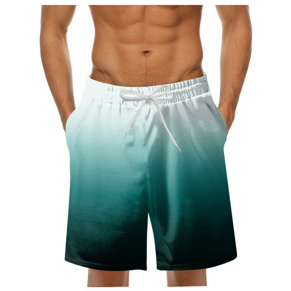 Sopiago Mens Swim Trunks Hawaiian Bathing Mesh Lining Suit Swimsuits Beach Swim Shorts with Pockets Board Shorts for Men Green,L