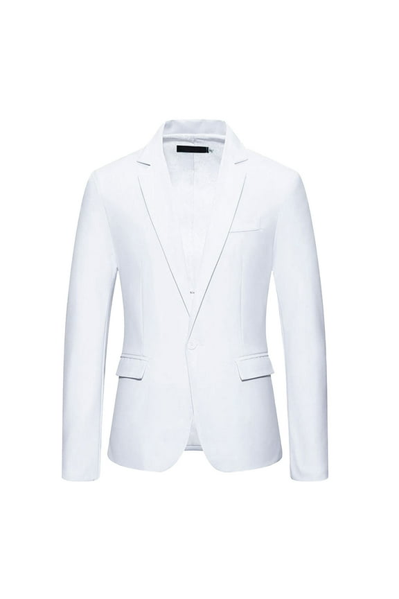 Men's Tuxedo Blazer Wedding Jacket One Button Dress Suit for Dinner,Prom,Party White,XL
