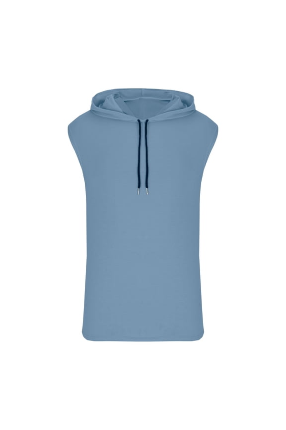 Men's Workout Hooded Tank Tops Bodybuilding Muscle Cut Off T Shirt T Shirts for Man Sleeveless Gym Hoodies Sky Blue,3XL