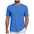 thumbnail image 1 of Sopiago Mens Casual Slim Fit Short Sleeve Crew Neck T-Shirts Soft Lightweight T Shirt for Men Dark Blue,L, 1 of 7