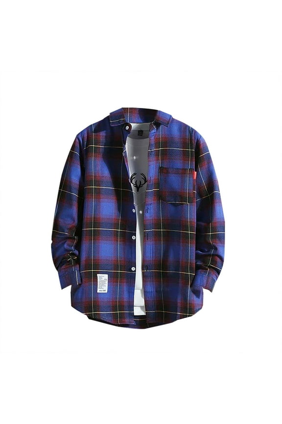 Mens Flannel Shirt Plaid Outerwear Streetwear Long Sleeve Button Down Shirts for Men Modern Fit Fall Work Jacket Purple,3XL