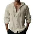 thumbnail image 1 of Sopiago Mens Linen Long Sleeve Shirt Summer Casual Hawaiian Men's Button Down Shirts Beach Tops Fashion Lightweight Hoodies Grey,L, 1 of 4