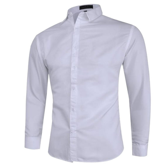 Sopiago Mens Long Sleeve Dress Shirts Casual Solid Shirts for Men Regular Oxford Tops with Pocket Button Down Shirt Men White,XXL