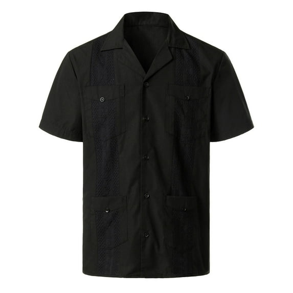 Sopiago Mens Polo Shirts Vintage Striped Knitting Mens Button Down Shirts Short Sleeve Golf Shirts Black,XL