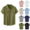 thumbnail image 1 of Sopiago Mens Shirts Short Sleeve Button Down Plus Size Summer Cotton Linen Shirts for Men Big and Tall Regular Fit Casual Lightweight Solid Color T-Shirts Tops AG,XL, 1 of 4