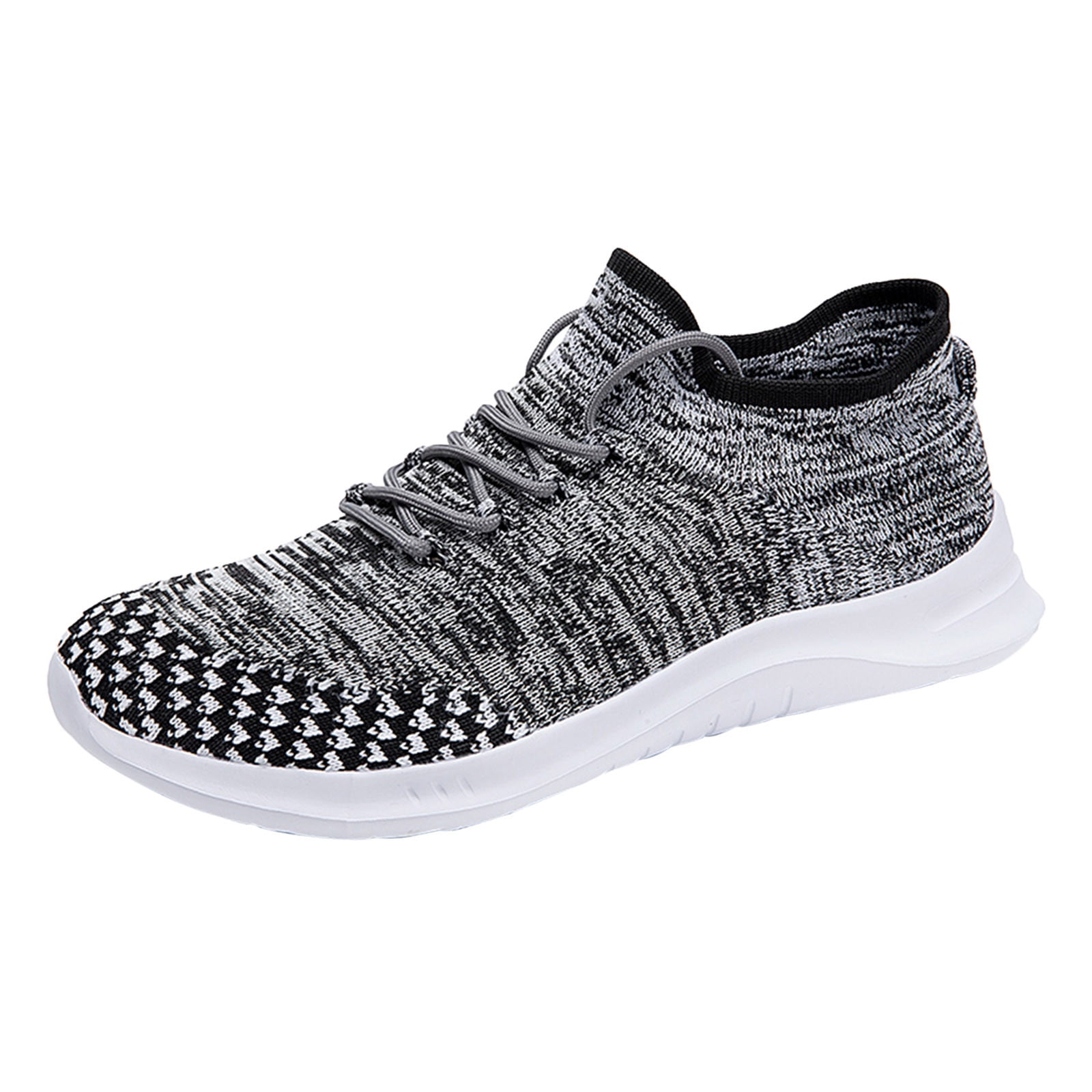 Mens Shoes Mens Running Sneaker Casual Shoes Leather Sport Shoes Breathable Comfortable Walking Shoes Grey,42