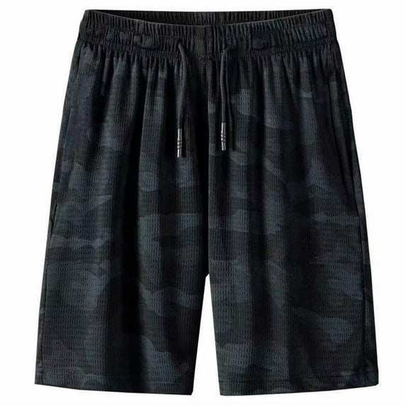 Sopiago Gym Shorts Men 5 Piece Men's Mesh Athletic Short Set with Pockets Performance Workout Shorts for Basketball Soccer Badminton Sports Training Running Camouflage,L
