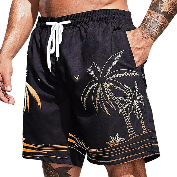 Sopiago Mens Swim Trunks Quick Dry Swim Trunks Mesh Lining Beach Board Shorts with Pockets Swim Shorts Men Gold,XL