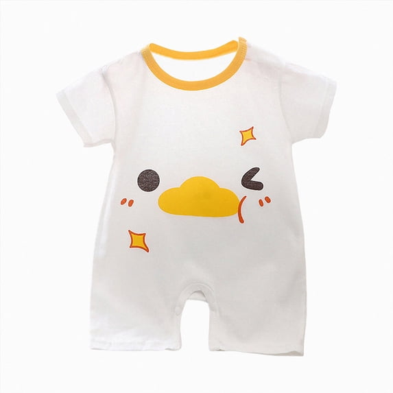 Sopiago Newborn Baby Boy Clothes Infant Romper Cute Pattern Essential Short Sleeve Summer Spring Clothing 0-24M Infant Baby Boy Clothes White,6-9 Months