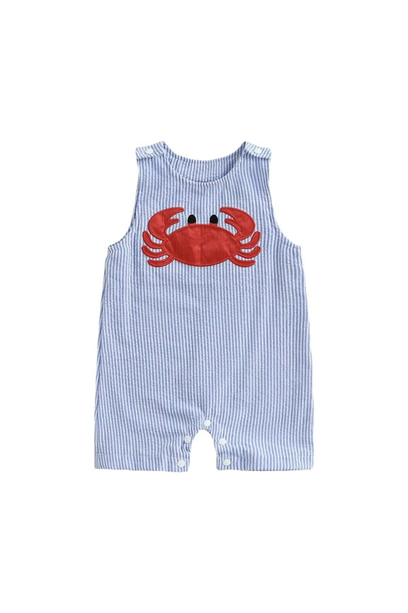 Baby Boy Romper Sleeveless Jumpsuit One Piece Outfit Overalls Baby Boy Summer Clothes (Blue,6-12 Months)