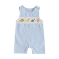 thumbnail image 1 of Sopiago Baby Boys Sleeveless Romper One Piece Straps Overalls for Baby Boy Striped Jumpsuit Summer Smocked Clothes (Blue,12-18 Months), 1 of 7