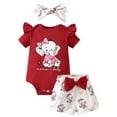 thumbnail image 1 of Sopiago Baby Girl Clothes Ruffles Romper Shorts Set Floral Toddler Girl Summer Outfits Baby Girls' Clothing (Red,12-18 Months), 1 of 6