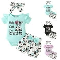 thumbnail image 1 of Sopiago Baby Girl Clothes Short Sleeve Romper Shorts Set Floral Summer Outfits Cute Baby Girls Clothes with Headband Light Blue,6-9 Months, 1 of 7