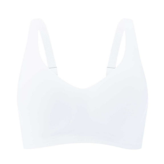 Sopiago Plus Size Wireless Bras for Women Low Cut Deep V Bra No Underwire Padded Tshirt Seamless Wireless Bras for Women White,S