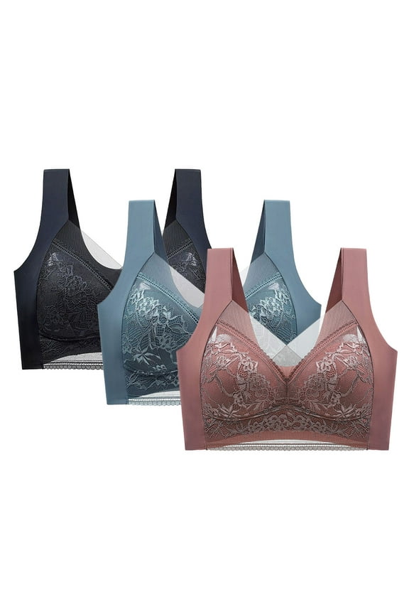 Racerback Bra Women's Plus Size 18 Hour Front-Close Wireless Bra with Flex Back Red,XXL