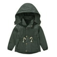 thumbnail image 1 of Sopiago Rain Jacket Toddler Boy Casual Outerwear Kids Lightweight Zip Hooded Jacket Baby Cute Dust Coat Green,4-5 Years, 1 of 7