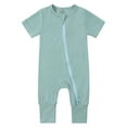 thumbnail image 1 of Sopiago Rayon Made from Bamboo Baby Pajamas Summer Short Sleeve Footless Rompers for Babies 2 Way Zipper Toddler Sleeper Light Green,3-6 Months, 1 of 7