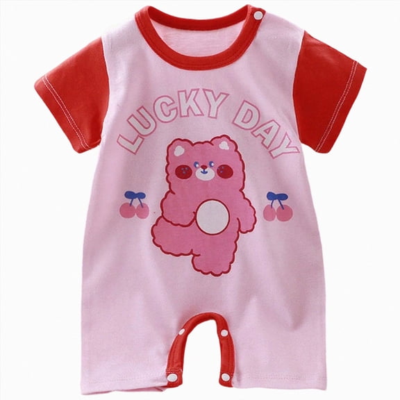 Sopiago Romper Baby Boy One-Piece Infant Girl Cotton for 0-24 Months Infant Baby Cotton Double Button Climbing Suit Baby Rompers Boy Pink,9-12 Months