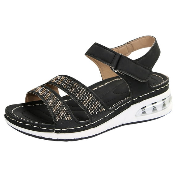 Sopiago Rubber Flip Flops for Women Comfortable Women's Wedge Sandal Black,9
