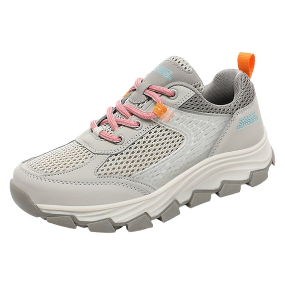 Sopiago Running Shoes for Women Shoes for Women Fashion Summer Flat Bottom and Thick Bottom Light Lace Up Colorblock and Simple Style Easter Beige,39