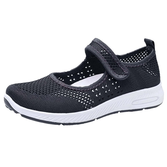 Sopiago Running Shoes for Women Women's Woven Breathable Soft Sole Shoes Outdoor Comfort Casual Fashion Sneakers Wide Shoes Black,40