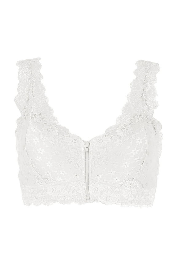 Sexy Lingerie Women's Front Close Bra T Back Full Figure Underwire Plus Size Seamless Unlined Bra for Large Bust White,XXXXL