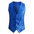 thumbnail image 1 of Sopiago Shiny Sequin Vest for Men's V-Neck Party Sleeveless Suit Prom Vest for Men Waistcoat Blue,M, 1 of 2