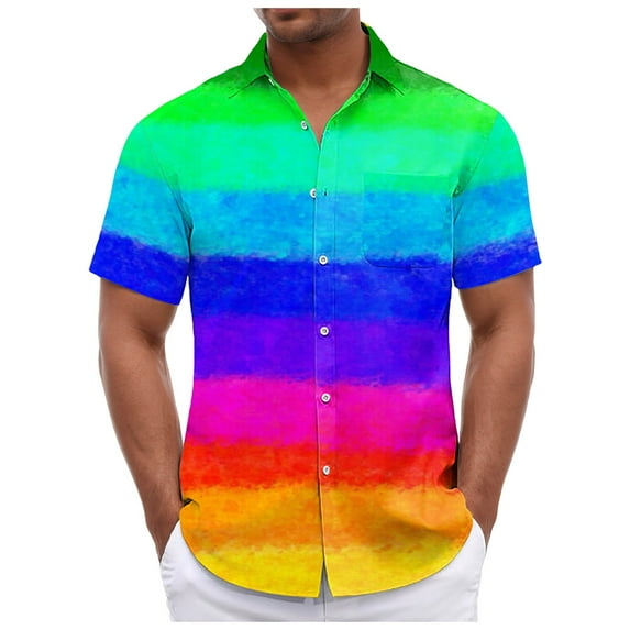 Sopiago Short Sleeve Button Down Men Hawaiian Shirt for Men Summer Solid Casual Mens Cotton Linen Shirts Watermelon Red,S