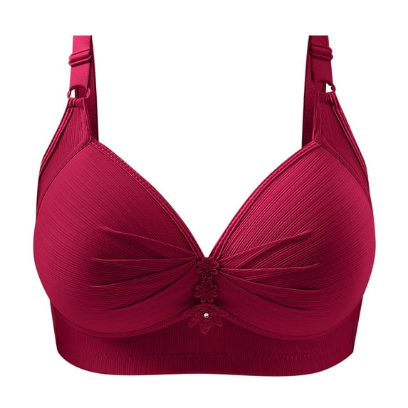 Sopiago Smooth Wireless Bras for Women No Underwire Comfort Seamless Supportive Bra Raceback Push Up Bralettes Full Coverage No Underwire Bras for Women Red,40