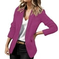thumbnail image 1 of Sopiago Suit Jackets for Women Solid Color Open Front Button Pocket Recreational Long Sleeve Blazer Women Hot Pink,5XL, 1 of 7