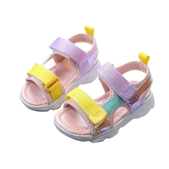 Sopiago Summer Sandals Girls Open Toe Ankle Strap Sandals for Little Big Kids Pink,12.5