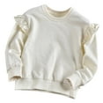 thumbnail image 1 of Sopiago Sweatshirt Girls Pullover Sweater Cute Ruffle Long Sleeve Crewneck Knit Pullover Tops White,4-5 Years, 1 of 5