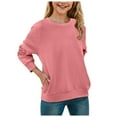 thumbnail image 1 of Sopiago Sweatshirt for Girls Casual Crewneck Long Sleeve Cute Color Block Pullover Oversized Lightweight Fleece Tops Brick Red,12-13 Years, 1 of 7