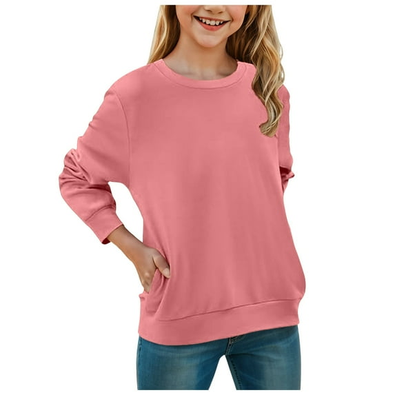 Sopiago Sweatshirt for Girls Casual Crewneck Long Sleeve Cute Color Block Pullover Oversized Lightweight Fleece Tops Brick Red,12-13 Years