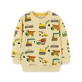 thumbnail image 1 of Sopiago Sweatshirts for Boys Cartoon Cute Truck Printed Crew Neck Long Sleeve Sweat Shirts Ligjht Yellow,5-6 Years, 1 of 5