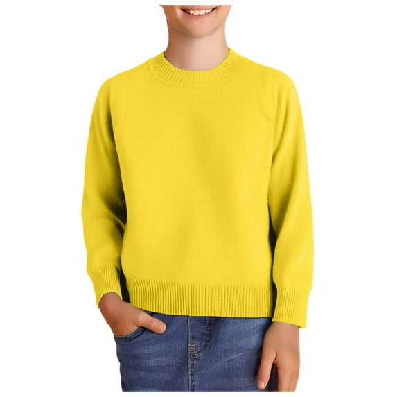 Sopiago Sweatshirts for Boys Kids Lightweight Cotton Long Sleeve Crewneck Shirts Fall Fashion Pullover Tops Yellow,5 Years