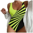 thumbnail image 1 of Sopiago Swim Suits for Women 2024 Womens Plus Size Color Block Knot One Piece Swimsuit Tie Side Tummy Control Bathing Suits Yellow,L, 1 of 5
